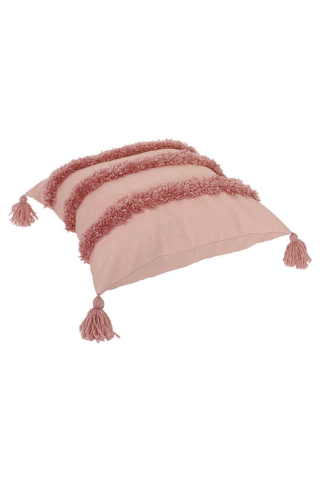 Aisha s Design Boho Decorative Hand-Woven Fringed Canvas Throw Pillow Covers Tufted Pillow Covers, Farmhouse Square Fringed Pillow Cases,K-119
