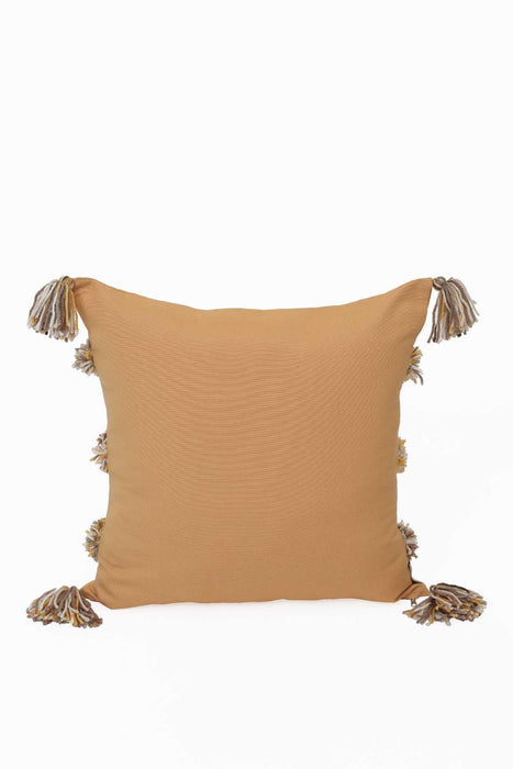 Aisha s Design Boho Decorative Hand-Woven Fringed Canvas Throw Pillow Covers Tufted Pillow Covers, Farmhouse Square Fringed Pillow Cases,K-119