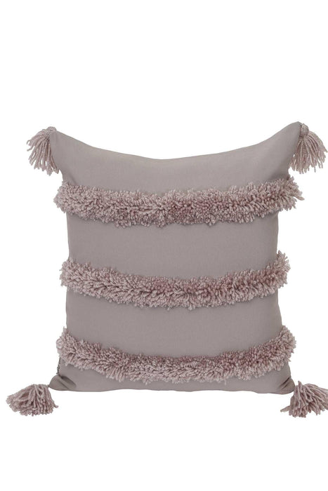 Aisha s Design Boho Decorative Hand-Woven Fringed Canvas Throw Pillow Covers Tufted Pillow Covers, Farmhouse Square Fringed Pillow Cases,K-119