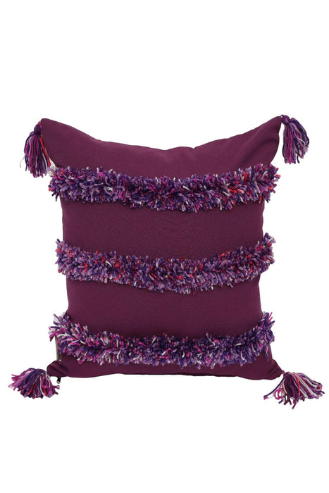 Aisha s Design Boho Decorative Hand-Woven Fringed Canvas Throw Pillow Covers Tufted Pillow Covers, Farmhouse Square Fringed Pillow Cases,K-119