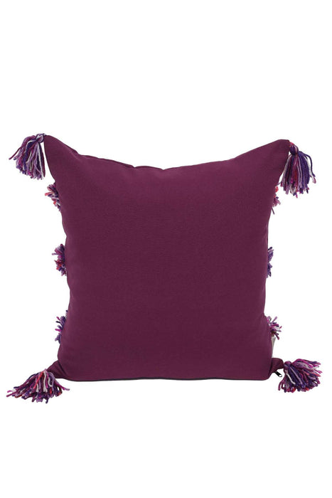 Aisha s Design Boho Decorative Hand-Woven Fringed Canvas Throw Pillow Covers Tufted Pillow Covers, Farmhouse Square Fringed Pillow Cases,K-119