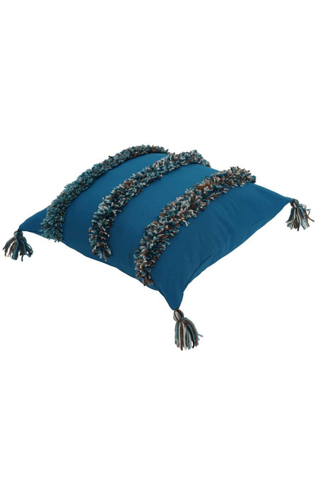Aisha s Design Boho Decorative Hand-Woven Fringed Canvas Throw Pillow Covers Tufted Pillow Covers, Farmhouse Square Fringed Pillow Cases,K-119
