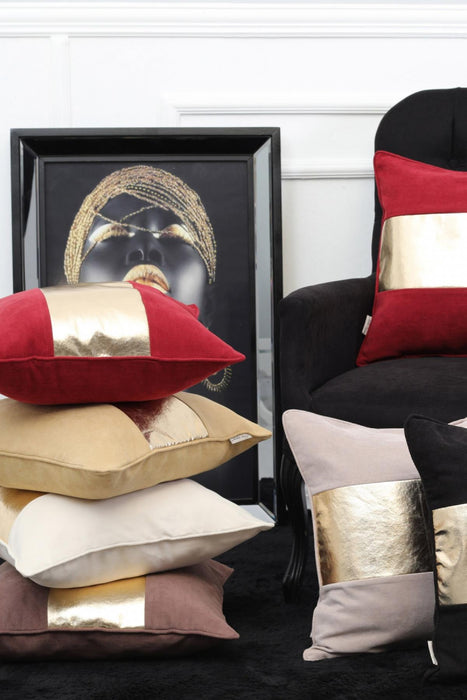 Boho Decorative Throw Pillow Covers 18 x 18 inch Decorative Pillow Covers Polyester and Faux Leather Patchwork,K-121