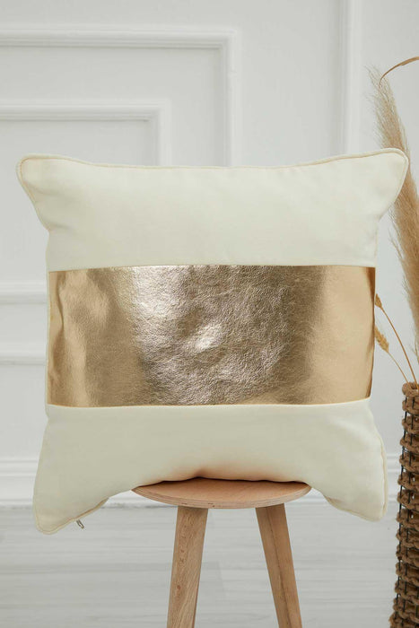 18x18 Throw Pillow Cover with Gold Leather Lane, Shiny Boho Decorative Pillow Cover for Couch, Soft Lumbar Pillow Cover,K-121