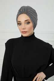 Aisha's Design Instant Turban Head Wraps for Women Glitter Lightweight Hijab Scarf Pretied Chemo Headwear Belted Bonnet Cap Hat,B-68SIM Dark Grey