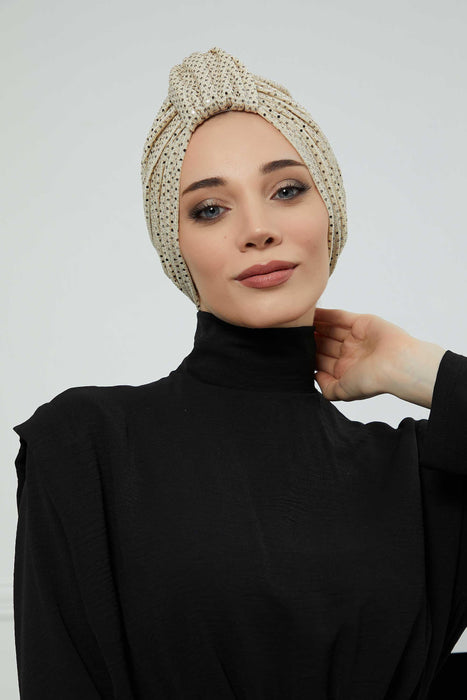 Aisha's Design Instant Turban Head Wraps for Women Sequined Hijab Scarf Ready to Wear Pretied Chemo Headwear Belted Bonnet Cap Hat,B-68PUL