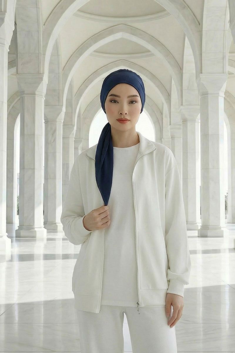 All Seasons Instant Turban Headscarf for Women, Stretchy Double Face Fabric Hijab Cap, Ready to Wear One Size Modest Headwrap,B-49O