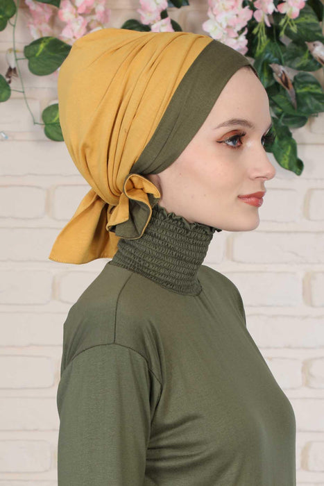 حجاب عمامة فوري من القطن ثنائي اللون للنساء، غطاء رأس نسائي عصري لمظهر أنيق، أغطية رأس مريحة وفاخرة، B-46