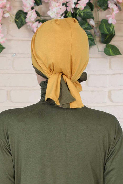 حجاب عمامة فوري من القطن ثنائي اللون للنساء، غطاء رأس نسائي عصري لمظهر أنيق، أغطية رأس مريحة وفاخرة، B-46