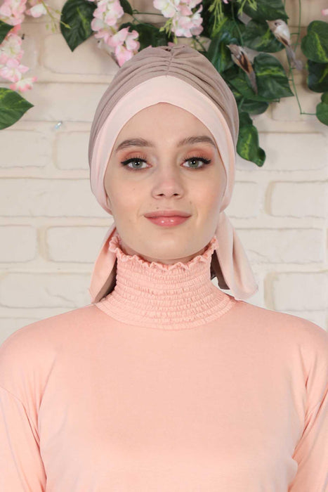 Bicolored Cotton Instant Turban Hijab for Women, Fashionable Women Head Cover for Stylish Look, Comfortable and Fancy Chemo Headwear,B-46