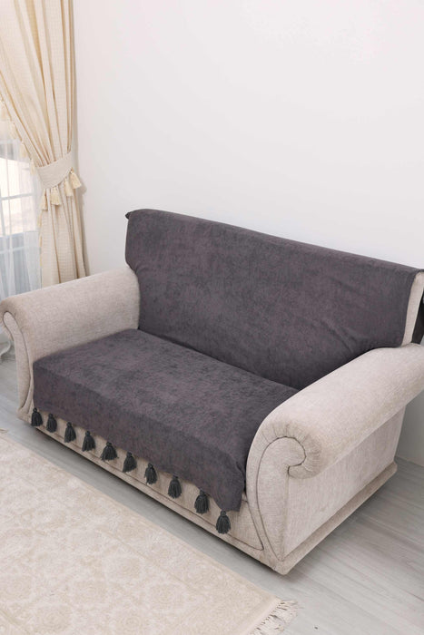 Boho 2-Seater Sofa Cover with Handmade Tassels, Stylish and Luxurious Slipcover for Modern Living Rooms,KO-31IK