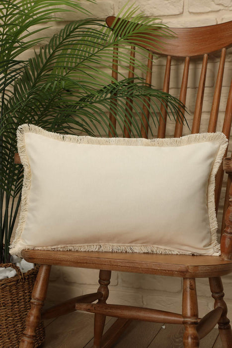 Boho Cotton Lumbar Pillow Cover with Beautiful Motifs, 20x12 Rectangle Traditional Anatolian Design Handmade Pillow Cover for Couch,K-169