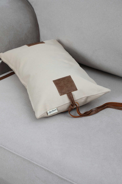 غطاء وسادة من القماش بوهو مع تفاصيل جلدية مزدوجة، غطاء وسادة مزخرف عالي الجودة للأريكة مقاس 20 × 12 بوصة لغرفة المعيشة، K-248