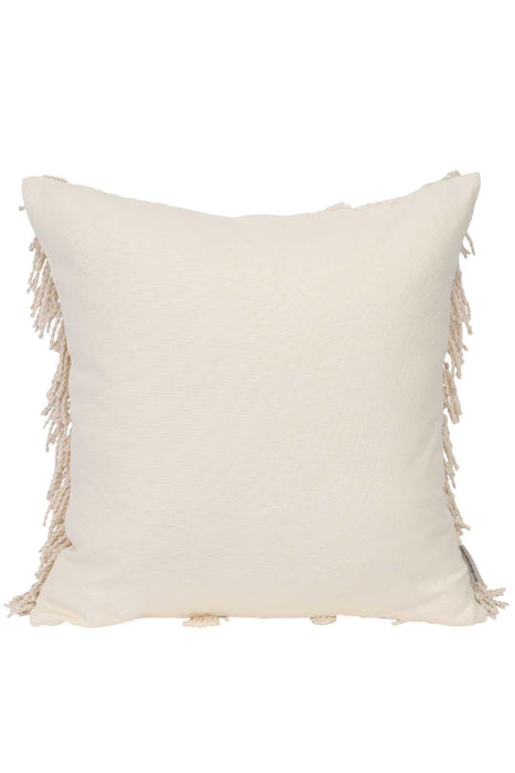 Boho Decorative Cotton Fringed Canvas Throw Pillow Covers 45 x 45 cm (18 x 18 inch) Ruffled and Tufted Pillow Covers, for Bedroom,K-168