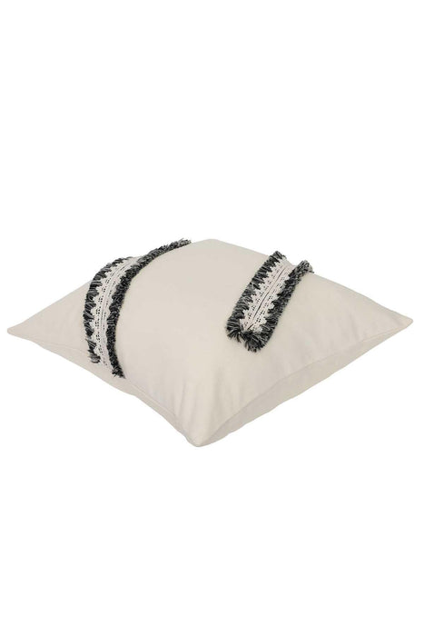 Boho Decorative Cotton Fringed Canvas Throw Pillow Covers 45 x 45 cm (18 x 18 inch) Tufted Pillow Covers, for Bedroom Living Room Sofa,K-165