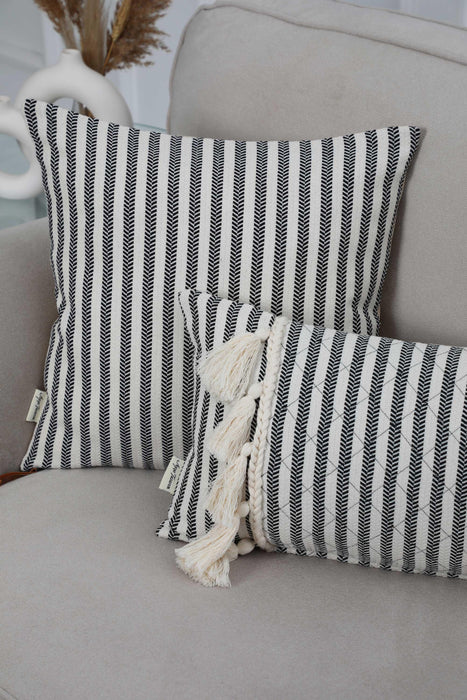 Boho Decorative Cotton Throw Pillow Covers with Tassels 12 x 20