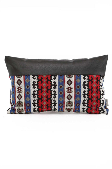 Boho Decorative Fringed 1st Quality Faux Leather Pillow Cover with Tassels 30 x 50 cm (12 x 20 inch),K-207