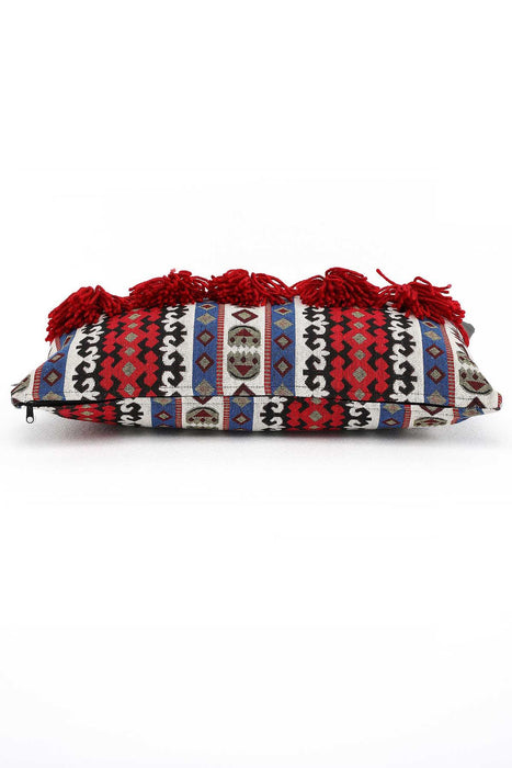 Boho Decorative Fringed 1st Quality Faux Leather Pillow Cover with Tassels 30 x 50 cm (12 x 20 inch),K-207