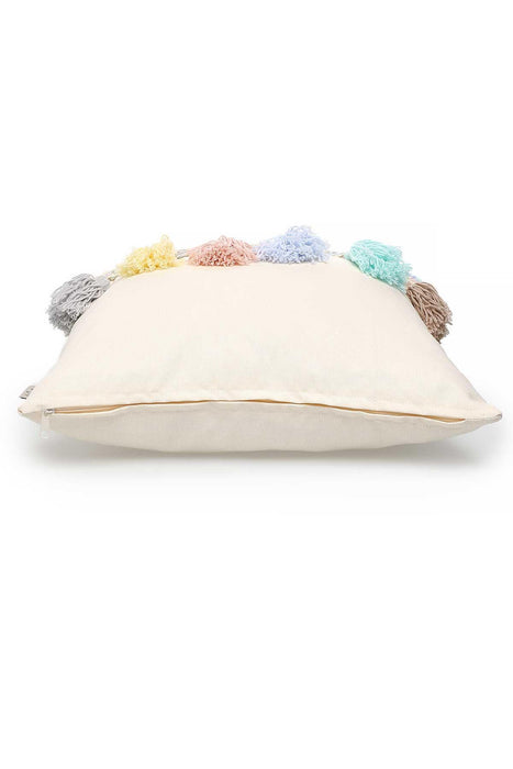 غطاء وسادة ملون مزين بشراشيب مقاس 18 × 18 مع شرائط ملونة، غطاء وسادة مزخرف مصنوع يدويًا في مزرعة لغرفة المعيشة، K-204