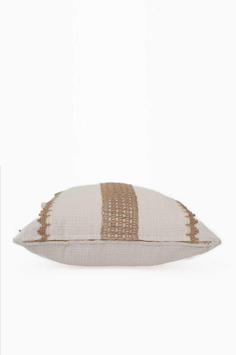 Boho Decorative Lace Throw Pillow Case, Embroidery Linen Texture 45 x 45 cm (18 x 18 inch) Vintage Handicraft Look, Cotton Cushion Cover,K-115