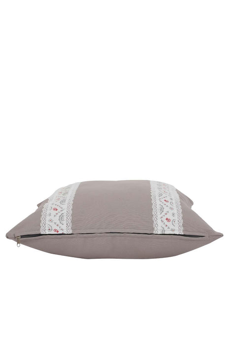 Boho Decorative Linen Texture Throw Pillow Case Square 18 x 18 inch Handicraft Trimmed Farmhouse Square Trimmed Cushion Cover for,K-186