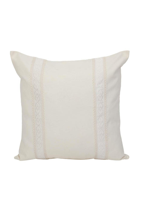 Boho Decorative Linen Texture Throw Pillow Case Square 18 x 18 inch Handicraft Trimmed Farmhouse Square Trimmed Cushion Cover for,K-187