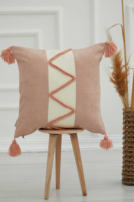 غطاء وسادة من نسيج الكتان المزخرف من Boho مقاس 18 × 18 بوصة بتصميم عصري مصنوع يدويًا في المزرعة لتزيين غرفة المعيشة، K-220