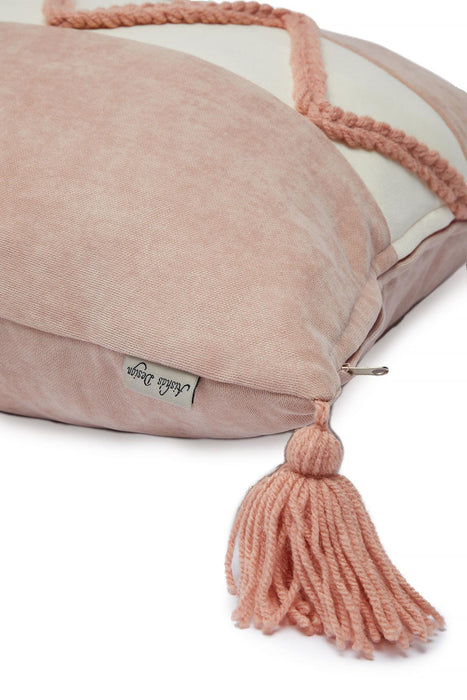 غطاء وسادة من نسيج الكتان المزخرف من Boho مقاس 18 × 18 بوصة بتصميم عصري مصنوع يدويًا في المزرعة لتزيين غرفة المعيشة، K-220