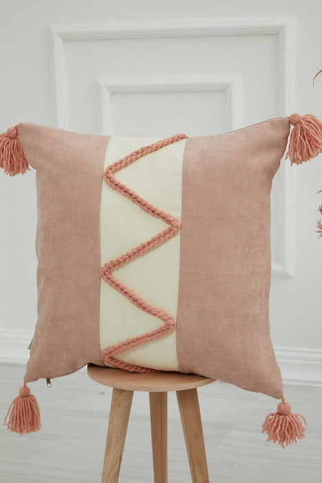 غطاء وسادة من نسيج الكتان المزخرف من Boho مقاس 18 × 18 بوصة بتصميم عصري مصنوع يدويًا في المزرعة لتزيين غرفة المعيشة، K-220