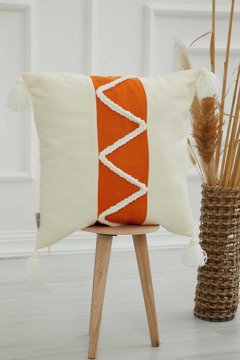 غطاء وسادة من نسيج الكتان المزخرف من Boho مقاس 18 × 18 بوصة بتصميم عصري مصنوع يدويًا في المزرعة لتزيين غرفة المعيشة، K-220