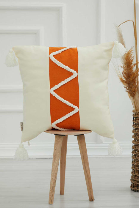 Boho Decorative Linen Texture Throw Pillow Case 18x18 Inches Modern Design Handicraft Farmhouse Cushion Cover for Living Room Decors,K-220
