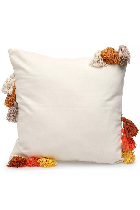 Boho Decorative Linen Texture Throw Pillow Case Square 45 x 45 cm (18 x 18 inch) Modern Design Handicraft Farmhouse Square Cushion,,K-197