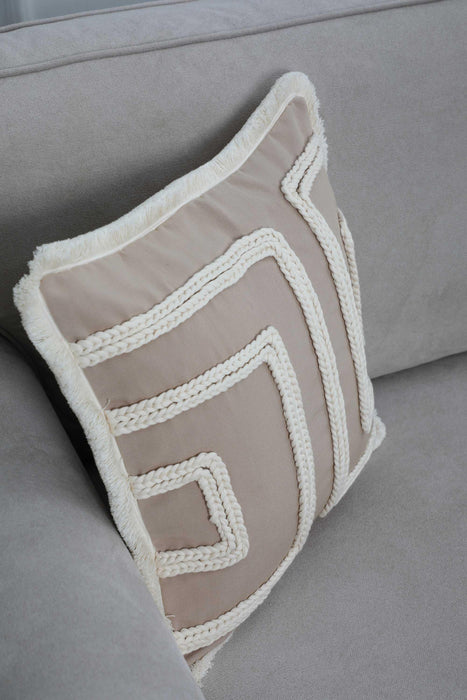 Boho Decorative Linen Texture Throw Pillow Cover Square 18x18 inch Handicraft Trimmed Cushion Cover for Sofa Couch Bed Decor,K-253