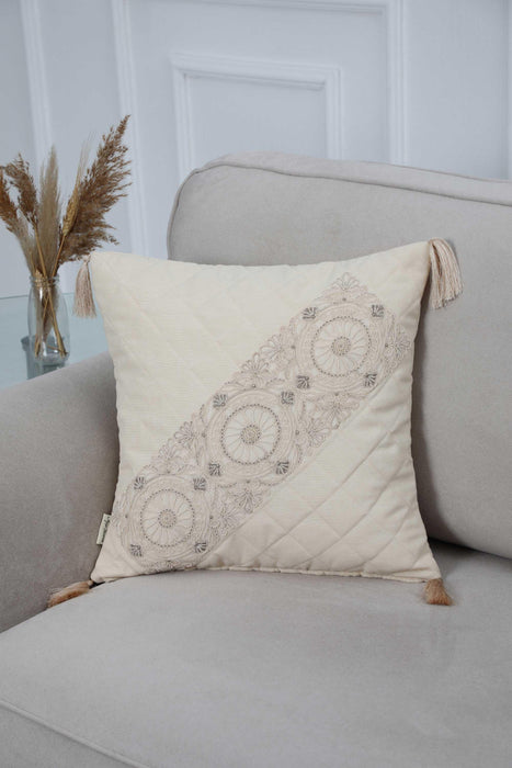 Boho Decorative Linen Texture Throw Pillow Cover with Tassels 18x18 in —  Aisha's Design