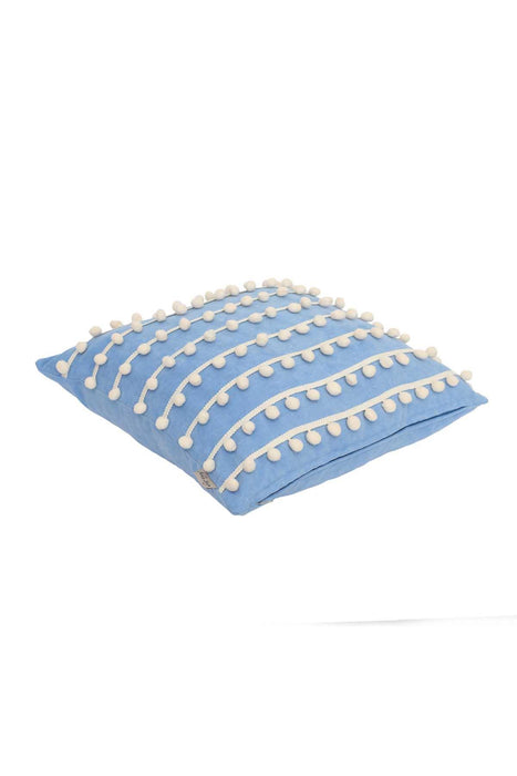 Pom-poms Galore Dekorativer Kissenbezug, 18x18 Zoll Strickstoff Dekorativer Kissenbezug für moderne Wohnzimmer, K-141