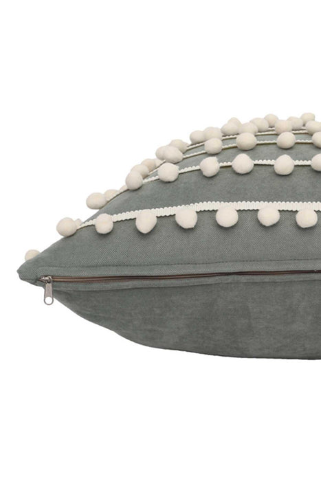 Pom-poms Galore Dekorativer Kissenbezug, 18x18 Zoll Strickstoff Dekorativer Kissenbezug für moderne Wohnzimmer, K-141