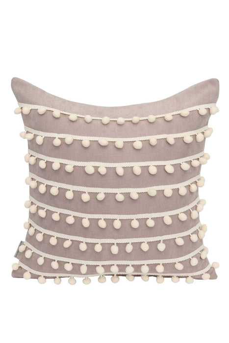Pom-poms Galore Decorative Pillow Cover, 18x18 Inches Knit Fabric Decorative Throw Pillow Cover for Modern Living Rooms,K-141