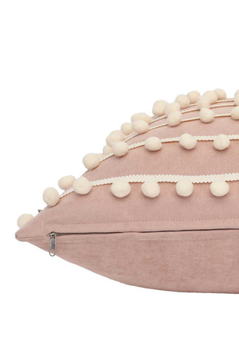Pom-poms Galore Dekorativer Kissenbezug, 18x18 Zoll Strickstoff Dekorativer Kissenbezug für moderne Wohnzimmer, K-141