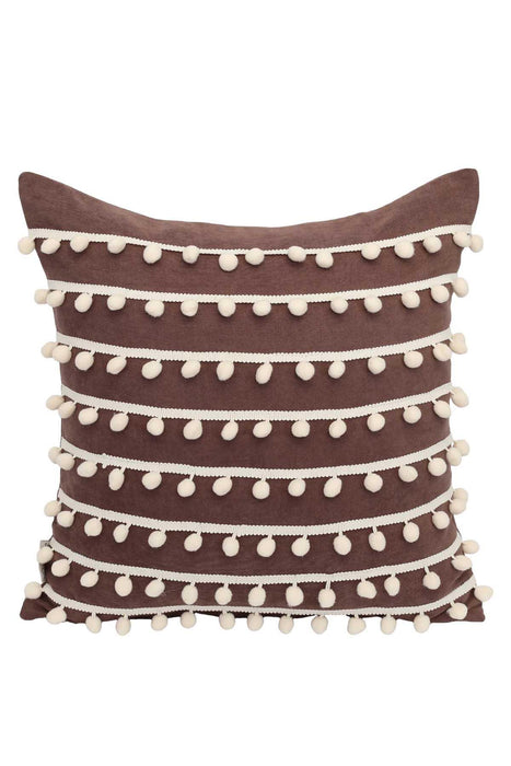 Pom-poms Galore Decorative Pillow Cover, 18x18 Inches Knit Fabric Decorative Throw Pillow Cover for Modern Living Rooms,K-141