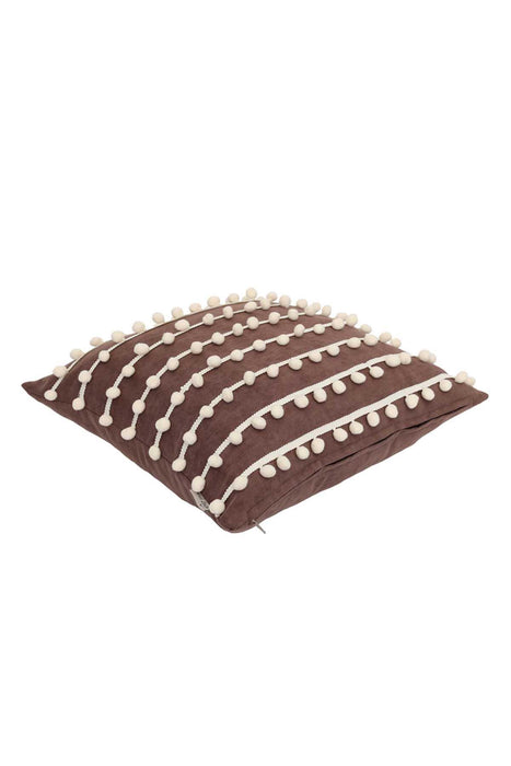 Pom-poms Galore Dekorativer Kissenbezug, 18x18 Zoll Strickstoff Dekorativer Kissenbezug für moderne Wohnzimmer, K-141