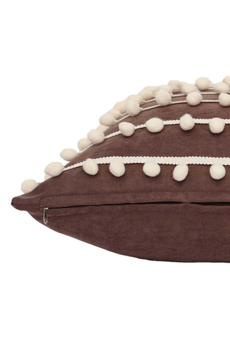 Pom-poms Galore Dekorativer Kissenbezug, 18x18 Zoll Strickstoff Dekorativer Kissenbezug für moderne Wohnzimmer, K-141