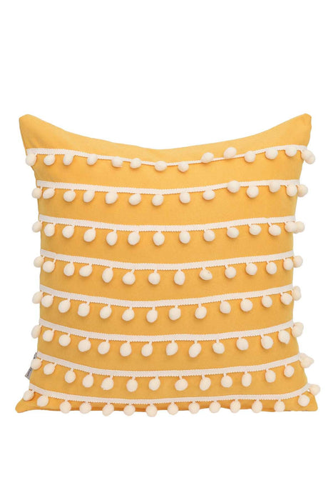 Pom-poms Galore Dekorativer Kissenbezug, 18x18 Zoll Strickstoff Dekorativer Kissenbezug für moderne Wohnzimmer, K-141