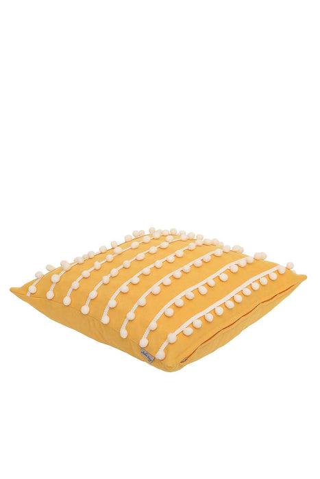 Pom-poms Galore Dekorativer Kissenbezug, 18x18 Zoll Strickstoff Dekorativer Kissenbezug für moderne Wohnzimmer, K-141