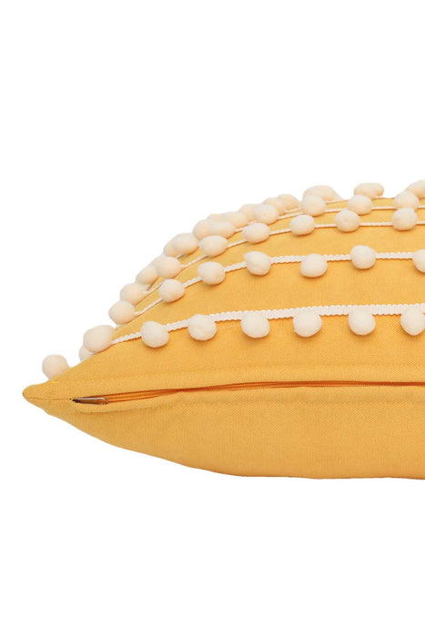 Pom-poms Galore Dekorativer Kissenbezug, 18x18 Zoll Strickstoff Dekorativer Kissenbezug für moderne Wohnzimmer, K-141
