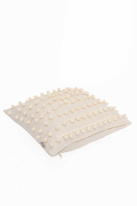 Pom-poms Galore Dekorativer Kissenbezug, 18x18 Zoll Strickstoff Dekorativer Kissenbezug für moderne Wohnzimmer, K-141