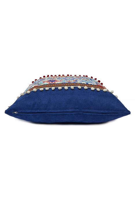Boho Decorative Polyester Square Throw Pillow Covers 18 x 18 inch Square Cushion Cases with Pom-poms Traditional Anatolian Handicraft,K-225