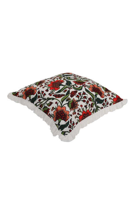 Boho Decorative Polyester Square Throw Pillow Covers Square Cushion Cases with Ruffles, Traditional Anatolian Handicraft Look (18 x 18 inch),K-160