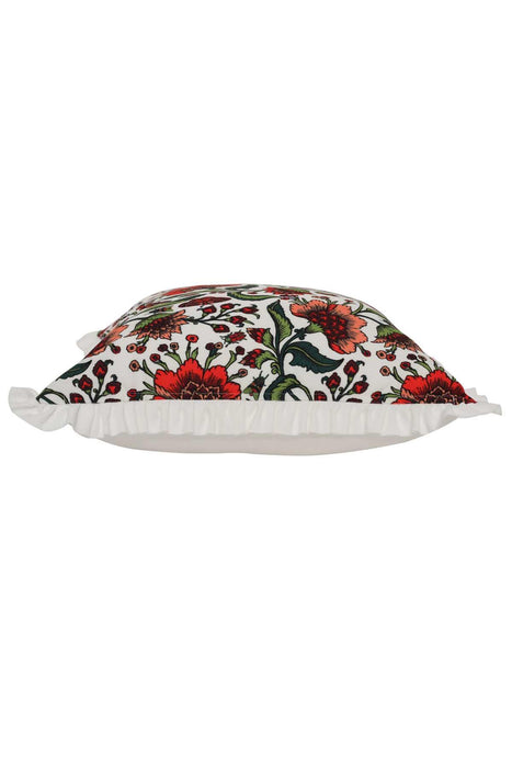 Boho Decorative Polyester Square Throw Pillow Covers Square Cushion Cases with Ruffles, Traditional Anatolian Handicraft Look (18 x 18 inch),K-160