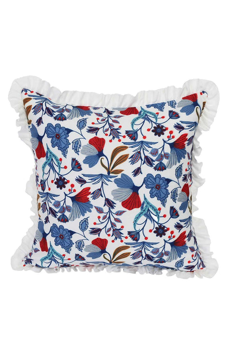 Boho Decorative Polyester Square Throw Pillow Covers Square Cushion Cases with Ruffles, Traditional Anatolian Handicraft Look (18 x 18 inch),K-160