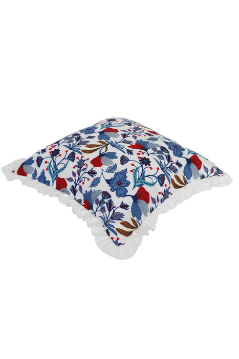 Boho Decorative Polyester Square Throw Pillow Covers Square Cushion Cases with Ruffles, Traditional Anatolian Handicraft Look (18 x 18 inch),K-160